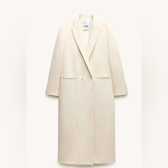 MINIMALIST WOOL BLEND COAT ZW COLLECTION ECRU SIZE MEDIUM. BEAUTIFUL❣️ - Picture 2 of 7